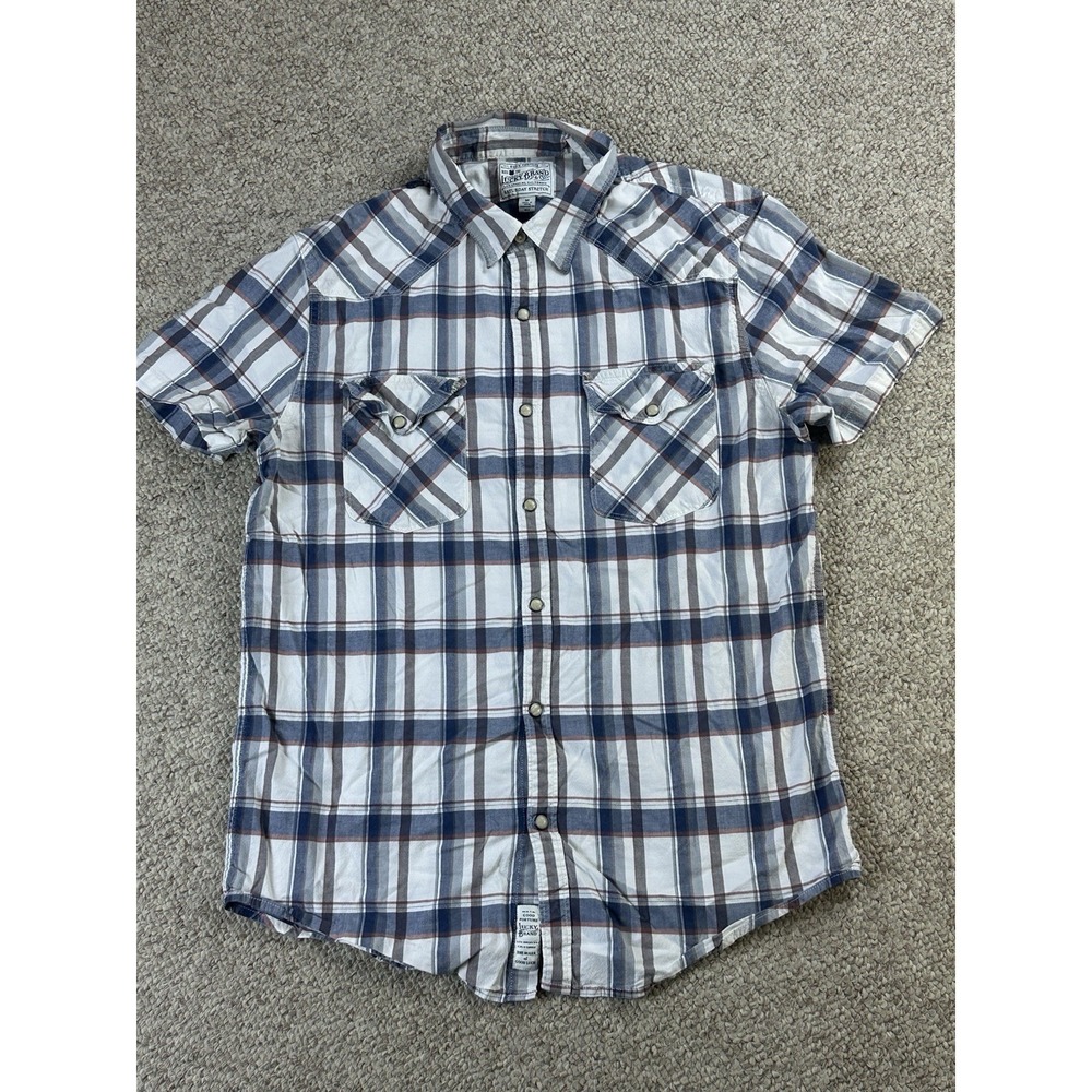 Lucky Brand Saturday Stretch Western Pearl Snap Youth Short Sleeve Shirt Medium